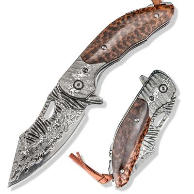 China Slide Open Most Popular EDC Daily Survival Pocket Knives Damascus Outdoor Steel Multi Tool Knife for sale