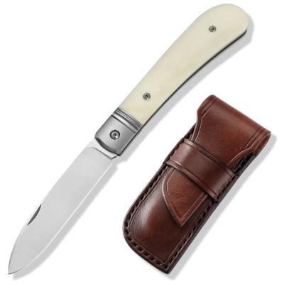 China Traditional TRIVISA Slide and Titanium Handle M390 Blade Bone Box Open Folding Knives EDC Pocket Sheath Knife for sale