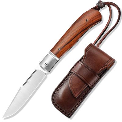 China Slide Blade M390 Ironwood TC4 Alloy Handle Knives Cutter EDC Open Traditional Titanium Pocket Knife With Sheath for sale