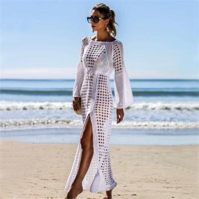 China Bohemian Breathable Hot Women Cover Up Summer Crochet Swimwear Female Beach Transparent Dress for sale