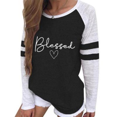 China Anti-wrinkle Women Blessed Summer 2020 Printing Loose Long Sleeve Casual Tunic Tops New T-shirt for sale