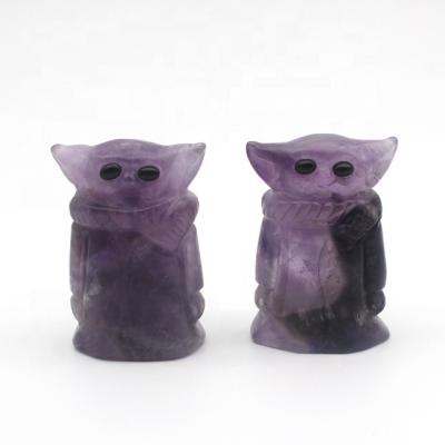 China China Wholesale Natural Crystal Hand Opens Amethyst Baby Yoda Crystal Amethyst For Gifts for sale