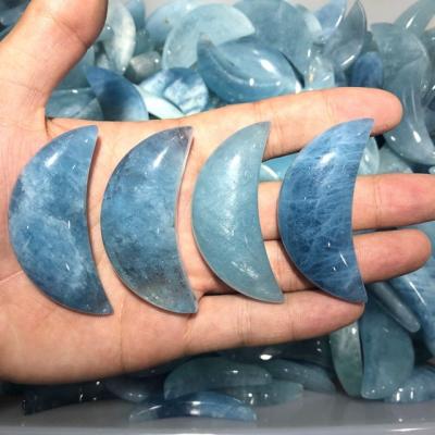 China China Wholesale Natural Blue Green Moon Shape Crystal Hand Carved Blue Green Moon Crystal Stone for sale