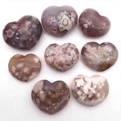 China China High Quality Natural Gemstone Cherry Flower Agate Crystal Heart Shape for sale