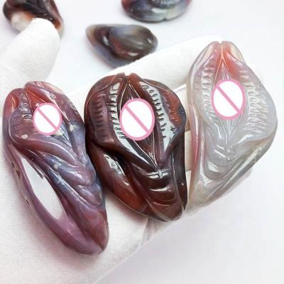 China China natural yoni crystal healing agate stone red source of life woman vagina crystal carvings for sale