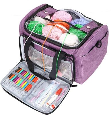 China Portable Yarn Storage Viable Bag Oxford Cloth Knitting Tote Bag For Yarn Carrying Ball And Knitting Supplies for sale