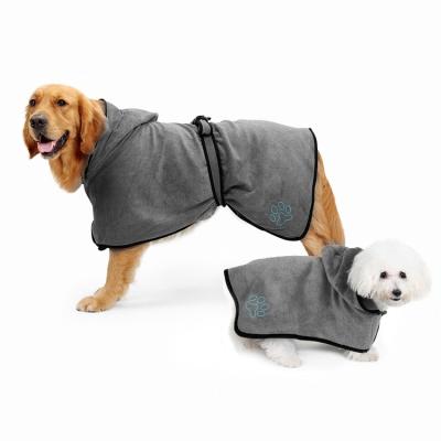 China Hot Selling Viable Good Prices Microfiber Bathrobes With Terry Cloth Gray Oxford Cloth Dog Bathrobe for sale