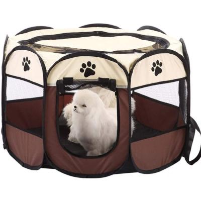 China New Design Breathable Portable Foldable Yellow Kennel Park Cage Outdoor Travel Dog Playpen for sale