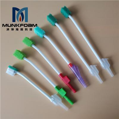 China Plastic+sponge MUNKCARE disposable plastic with sponge ICU patient using suction toothbrush for sputum suction system for sale