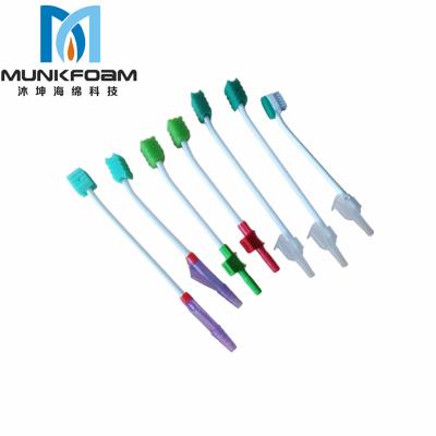 China Plastic+sponge MUNKCARE Disposable Suction Catheter Toothbrush With Soft Sponge For ICU Patient Mouth Cleaning for sale