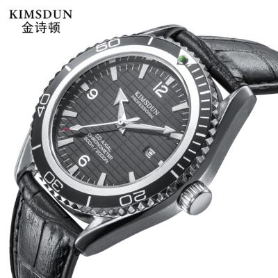 China KIMSDUN Automatic Date Men's Fashion Leather Belt Sports Luminous Waterproof Quartz Watch Wholesale for sale