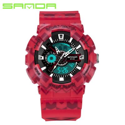 China New SANDA 999 Unisex Sport Fashion Military Wristwatches Sports Watches Men Luxury Dive LED Digital Brand 3ATM Analog Quartz Watch Clock for sale