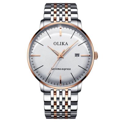 China Auto Date Top Brand OLIKA Curved Glass Clock Men Watches With Japan Battery 30m Waterproof Wristwatches With Date Japan Movement for sale