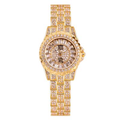 China Women Gold Watch For Girls Fashion Full Diamond Alloy Watch Women Love Watch With Crystal for sale