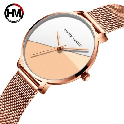 China Hannah Martin HM-133 Automatic Japanese Movement Date Waterproof Stainless Steel Mesh Band Luxury Wrist Watch Ladies Watches for sale