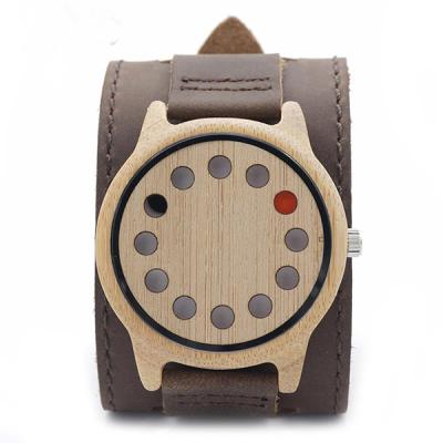 China 2017 New Arrival Automatic Date 12 Holes Watch Design Mens Womens Fashion Bamboo Wooden Watch Quartz Leather Wrist Watch for sale