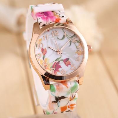 China Automatic date fashion silicon flower quartz xxcom watch for sale