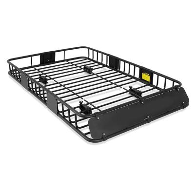 China 64 Inch Steel Roof Rack Cargo Basket With Top 150LB Capacity Car Luggage Carrier 64