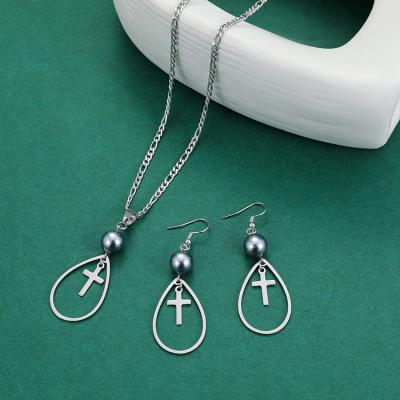 China High Quality Stylish Dangle Earrings Jewelry Women Hip Hop Jesus Cross Stainless Steel Necklace Hard Free Sample for sale