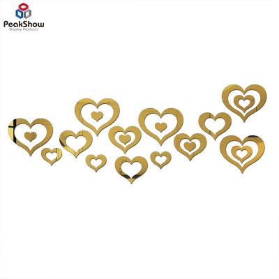 China Wall Art Decor Heart Shape Style Mirror 3mm Acrylic Thick Mirror Single Layer Perspex Mirror Panel Anti-impact Decorative Acrylic for sale