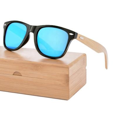 China Custom Men's Mirror Bamboo Warm Wooden Frame Shade Fashion Sunglasses Vintage Logo Sunglasses for sale