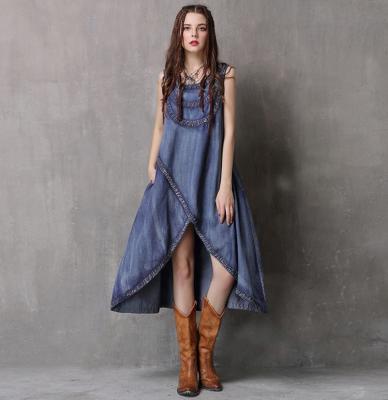 China Vintage anti-static high quality professional denim maxi long dress for sale