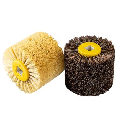 China High Efficiency Bristle Abrasive Wheel Sisal Horse Hair Wire Drawing Round Deburring Brush For Furniture Wood Carving for sale