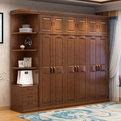 China Chinese Furniture Customized Chinese Style Solid Wood Wardrobe 6 Doors Chestnut Single Bedroom Factory Vendor Home Storage for sale