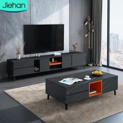 China Nordic Minimalist Furniture Rectangular Metal Storage Living Room Black Coffee Table Sets for sale