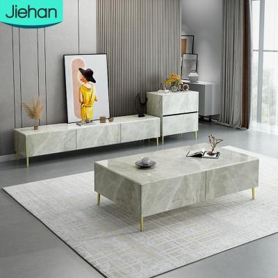 China Modern Nordic Minimalist Living Room Wooden Storage Design TV Cabinet and Coffee Table Set for sale