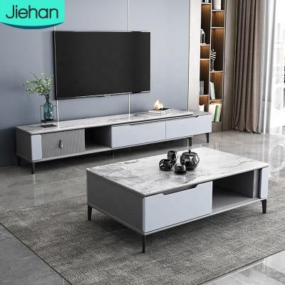 China Industrial Modern Wood Contemporary Storage Home Decor TV Stand Coffee Table Set for sale