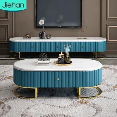 China 2020 Italian High Quality Luxury Blue Marble Living Room Furniture Tall Storage & Long Stand for sale