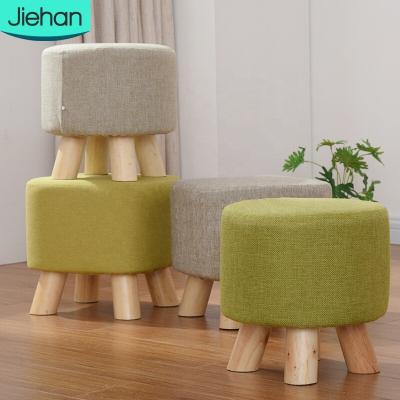 China Nordic Small Round Cheap Stool Chair Stool For Living Room And Kitchen Removable Wholesale Space Saving Wooden Step Cover for sale