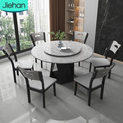 China (Other) Nordic High Quality Modern Wooden Round Dining Table Adjustable 6 Seater Style Home Furniture Dining Room Big Set With Rotating Center for sale