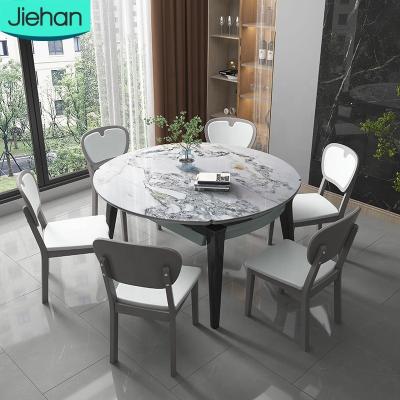 China 2021 New Model Dining Room Furniture Nordic Simple Adjustable Space Saving Modern Retractable Wood Dining Table (Other) Set 6 Chairs for sale