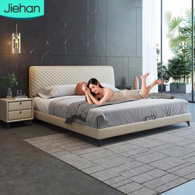 China Luxury Storage Home Furniture Customized Designer Leather Wooden Bed Modern King Size 1.8m Double Beds for sale