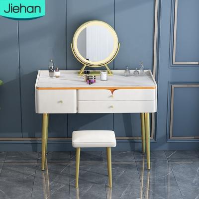 China Modern Nordic Metal (Other) Latest Designs Adjustable And Led White Mirror Bedroom Dresser Table With Drawers for sale