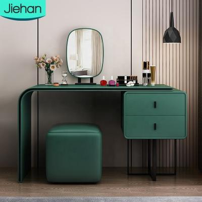 China Italian Light Luxury Adjustable Bedroom Storage Cabinet Modern Dressing Table (Other) With Mirror And Stool for sale