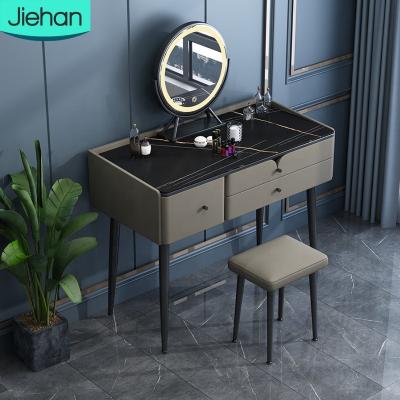 China Hot Selling Italian Light Luxury Home Storage Furniture Corner Bedroom Dresser Table Vanity With Big Mirror for sale