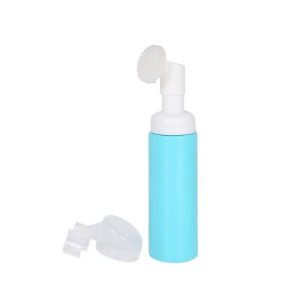 China 50ml 70ml UKF14 Cosmetic Foamer Pump Bottle With Silicone Brush Dispenser Plastic Cosmetic Foaming Bottle for sale