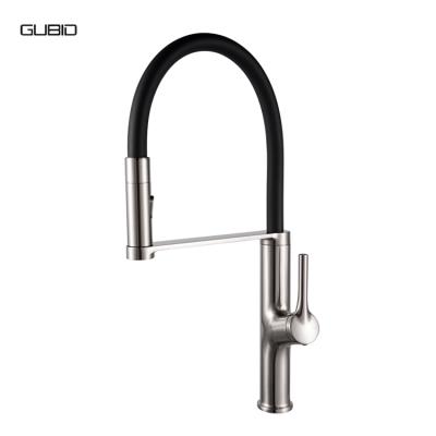 China Pull Out Spray Black Silicone Swing Arm Polished Chrome Plating Kitchen Lower Mixed Water Dish Wash Faucet Faucet With Set Outlet Sprayer Shower for sale