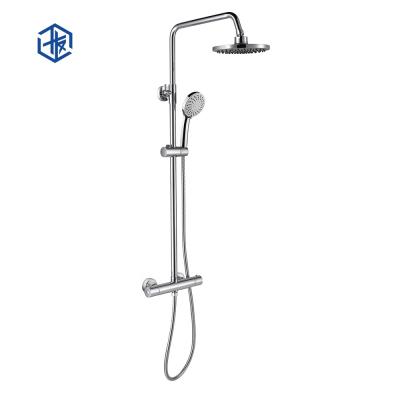 China With Slide Bar CE WRAS Bathroom Ware Round Shape Sanitary Hot Cold Water Mixer Tap Exposed Installation Thermostatic Rain Shower Set for sale