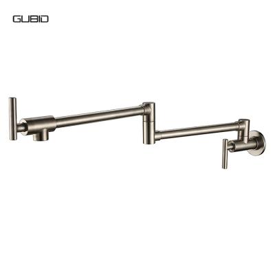 China Pull Out Wall Mounted Spray Pot Filler Satin Double Swing Joints Kitchen Sink Faucet Extension Folding Faucets Mixers Faucets for sale