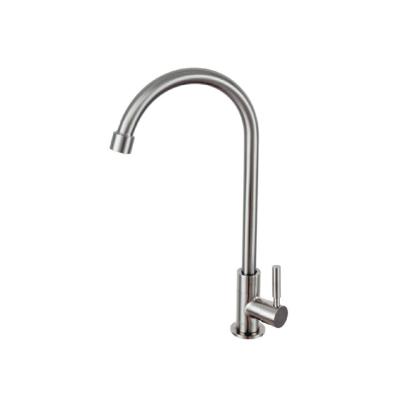 China Modern 304 Stainless Steel Single Hole Cold Water Kitchen Faucet Faucet for sale