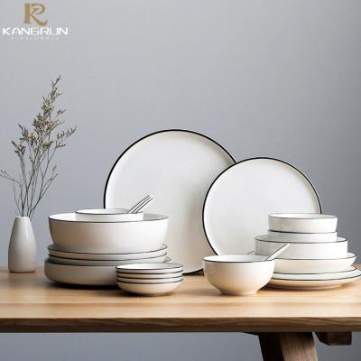 China Sustainable Bulk Japanese White Luxury China Dishes Plates Restaurant Porcelain Dinnerware Dinner Set Tableware for sale