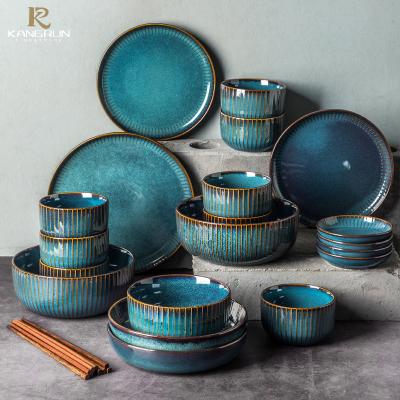 China INS Sustainable Hot Selling Furnace Glazed Dinnerware Dinnerware Plates And Plates Ceramic Dinnerware Sets Royal Luxury Porcelain Dinner Set for sale