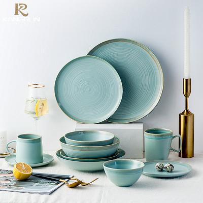 China Stocked Large Inventory Fine Bone China Dinnerware Set Textured Pattern Dishes Sets Ceramic Tableware Dinnerware for sale