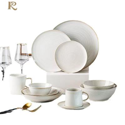 China Good Price Viable Wholesale Pottery & Porcelain Dishes&Plates Tableware Dinnerware Set Luxury Ceramic Dinnerware Sets For 6 People for sale