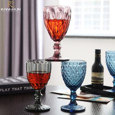 China Drop Resistant Double Wall Water Wine Glass Wedding Embossed Transparent Goblet Beer Champagne Glass Cup for sale