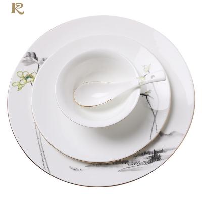 China Wholesale 8pcs Floral Bonechina Dinnerware Set Coffee Pottery Dinner Soup Plates Viable Porcelain Dinnerware Set for sale